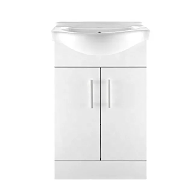 Floor Standing Double Doors Under Top Sink White High Gloss Lacquer