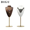 Can lift metal pole high quality portrait jewelry rack props jewelry window stand Pu leather necklace display bust