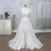 See through bodice with special french lace and japan beads two pieces bridal wedding gown