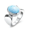 Wholesale Women Ring 925 Sterling Silver Oval Cut Larimar Ring