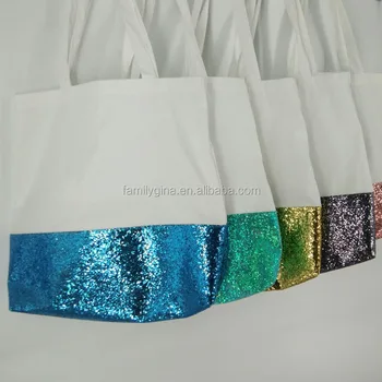 Wholesale Personalized Monogrammed Glitter Canvas Totes - Buy Glitter Canvas Totes,Monogrammed ...