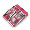 Top Selling 18 pcs Mini Stainless Steel Mens Manicure Set Clipper Nail Tweezers With Colorful Leather Case
