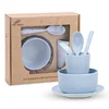 Amity free healthy children tableware set 6pcs biodegradable wheat straw fiber tableware