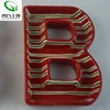 Wholesale custom white small snack serving dish candy tray with compartments novelty B letter shape ceramic dishes