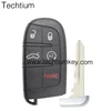 Remote key shell case + key blade five button for remote key for Dodge journey caliber dart /Chrysler 300c radio sebring /Jeep