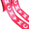 2 Inch red printed logo polyester ribbon wholesale birthday party decoration polyester ribbon