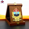 Longzhiyu 12years manufacturer wood shield MDF plaque for award and souvenir wood shield plaque with soft enamel metal plate
