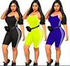2019 New Arrivals Summer Fashion Women Casual Spaghetti Girdle Sleeveless Backless Short Pants Side Striped Romper Jumpsuit
