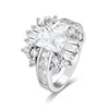 Creative luxury 925 sterling silver 3 A cubic zirconia rhodium plating butterfly shape cute rings