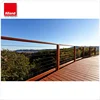 Outdoor balcony balustrade position use stainless steel cable railing with wood post and handral