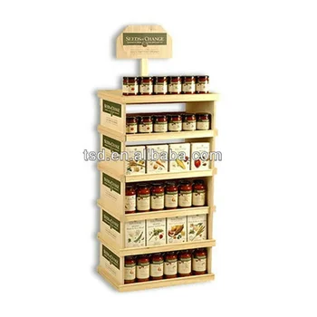 Custom Retail Store Floor Wood Condiment Spices Display Stand,Sauce ...