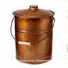 Deluxe Galvanized Metal Ash Charcoal Bucket / barrel with Handle and handle - Charcoal Black & Copper Finished