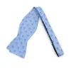 Self Tie Bow Ties Sky Blue Geometrical Adjustable Make Your Custom Logo Bowties 100% Silk Bow Tie