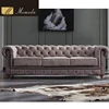 NS42 Charming chesterfield loveseat sofa with rolled arms solid wood frame for home restaurant villa furniture