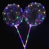 Transparent flashing bubble bobo ballons with LED light srtings of handle flying light balloon