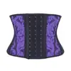 Purple Steel Boned Workout Latex Waist Trainer Corset With Lace