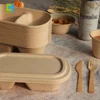 Food Grade Natural Desechables Biodegradable Kitchen Cake Bamboo Pulp Disposable Tableware