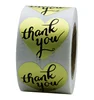 Hybsk Love Heart Gold Metallic Foil Thank You Stickers with Black Ink Adhesive Label 500 Per Roll
