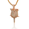 Beautiful Mother's Day gift rose gold plating bling CZ jewelry rose shape pendant for women
