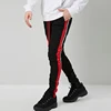 guangzhou factory custom striped trim ankle zip hem slim fit pants men casual