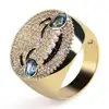 New Style Gold Color Plated HipHop Iced CZ Stone Ring Size Available Expression Smile Weep Ring Fashion Finger Rings