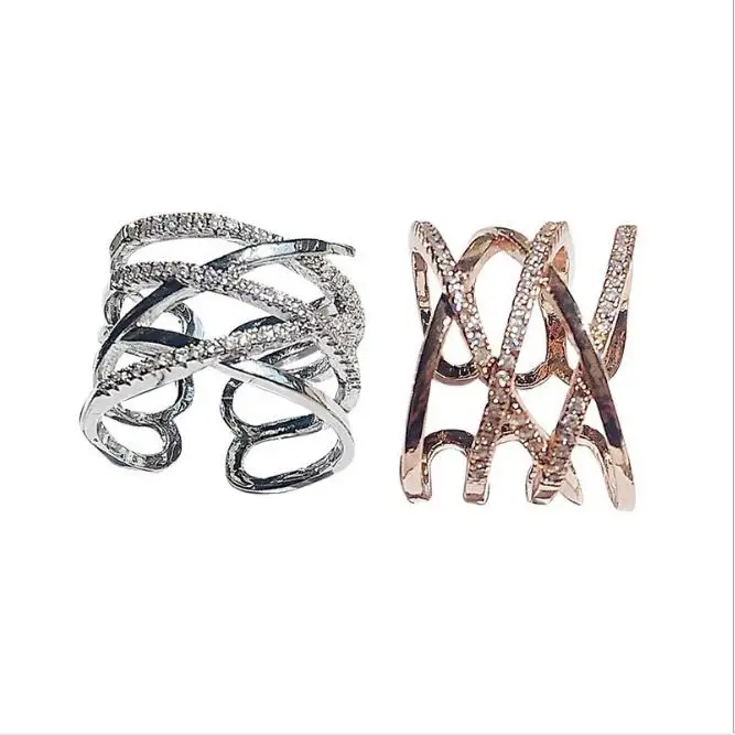 2019 l'enroulement crois&eacute; large &eacute;dition anneau, anneau r&eacute;glable avec ouverture, style Cor&eacute;en hipster index bague