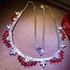 luxury necklace Fashion cross necklace body chain gemstone pigeon blood ruby necklace 18k gold jewelry