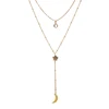 18K Gold Bauble Mini Natural Shell Star and Moon Charm Choker Layered Necklace Chic Boho Layering Chain Necklaces for Women Girl