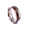 Extremely Unique 6MM Promise Titanium Ring Inlaid with 100% Natural Koa Wood and 100% Natural Abalone Shell