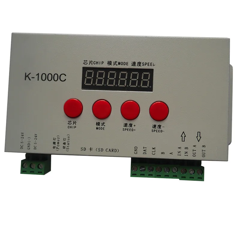 K-1000C (T-1000S Updated) controller K1000C WS2812B,WS2811,APA102,T1000S WS2813 LED 2048 Pixels Program Controller DC5-24