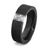 Simple Style Cheap Wholesale Sparking Zircon Main Stone 316L Stainless Steel black color men Ring