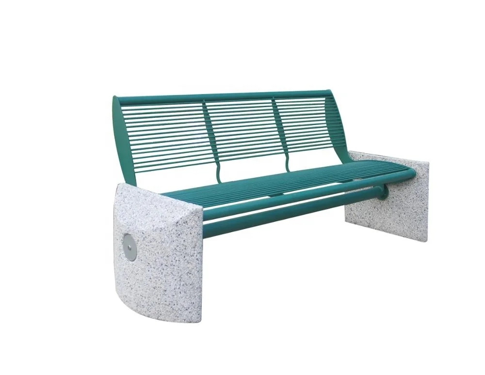 Durable And Heavy Duty Outdoor Metal Benches With Concrete Base