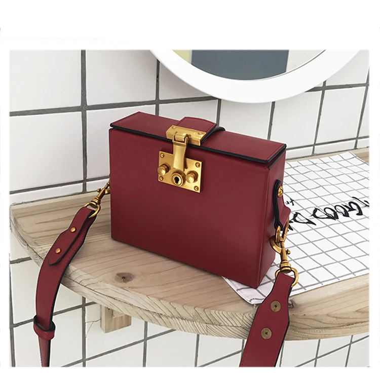 designer genuine smooth leather box structured crossbody bag handbags for women