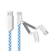 3 in 1 Streamer light data line for iphone +Type-C +Android phone fast charging line led usb tranfere cables
