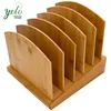 Bamboo Wood Desk Storage Shelf Rack Tray with 5 Sections Document File removable dividers