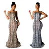 Summer mature snakeskin printed open back spaghetti strap sleeveless floor length dress women