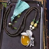 Kalimantan agilawood beads necklace Thai silver natural canary stone pendant necklace new model necklace