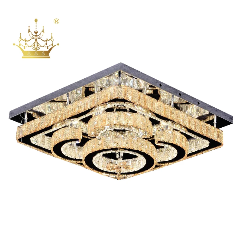 Outlet Home Decorative Lighting Stainless Steel Base Crystal Cover Flush Mount LED Chandelier Ceiling Lights SC7016