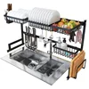 Cheap Black Color Kitchen Ware Drainer Plastic Dish Drying Rack with Cover