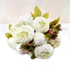 Promotional Silk Artificial Flowers western Rose peony bouquet For Home Decoration wedding