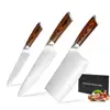 Stainless Steel Kitchen Knife Set Of 3 Utility Chef Knife Chopping Knife High Carbon with Color wood Handle Gift Box Packaging