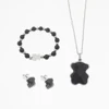 Stainless Steel Costume Fashion bear Different color Red Gold Jewelry Cubic ZirconNecklace And Earring Set online shop