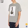 Wholesale crew neck men cotton cheap t-shirt print with blue and white striped pattern