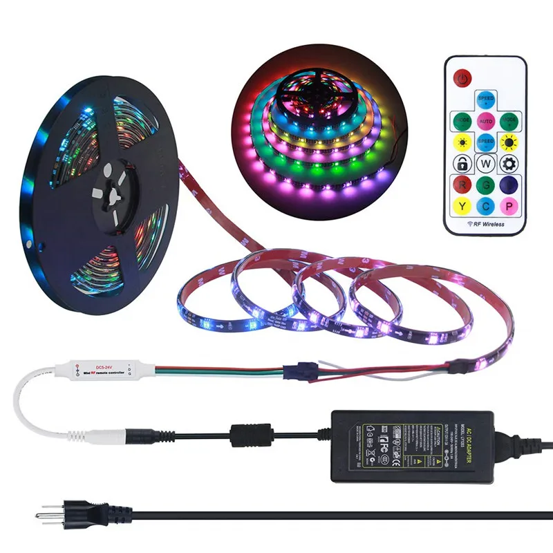 WS2811 12V Addressable RGB LED Strip Lights Kit with Remote Controller and Power Supply, 16.4ft 150 LEDs Dream Color 300 Modes