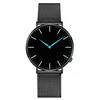 Ul-tra thin two hands movement high quality IP black watch , designer custom logo water resistant watch luxury