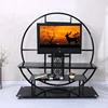 modern designs living room furniture black round shape metal led tv wall unit