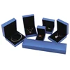 Custom Logo Blue Leather Paper Vintage Jewelry Gift Packaging Boxes Ring Bracelet Necklace Jewellery Set Boxes in Blue
