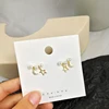 Fancy Fashion 925 Silver Needle Girls Cute Star Moon Earrings Stud Gold Filled Women Cubic Zirconia Pearl Bridal Earrings
