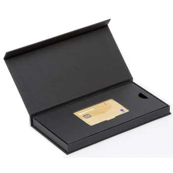 Custom Rigid Book Shape Black Cardboard Packaging Credit Vip Card Gift ...