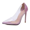 cheelon shoe latest silver transparent ladies pvc sexy pumps shoes high heels slip on